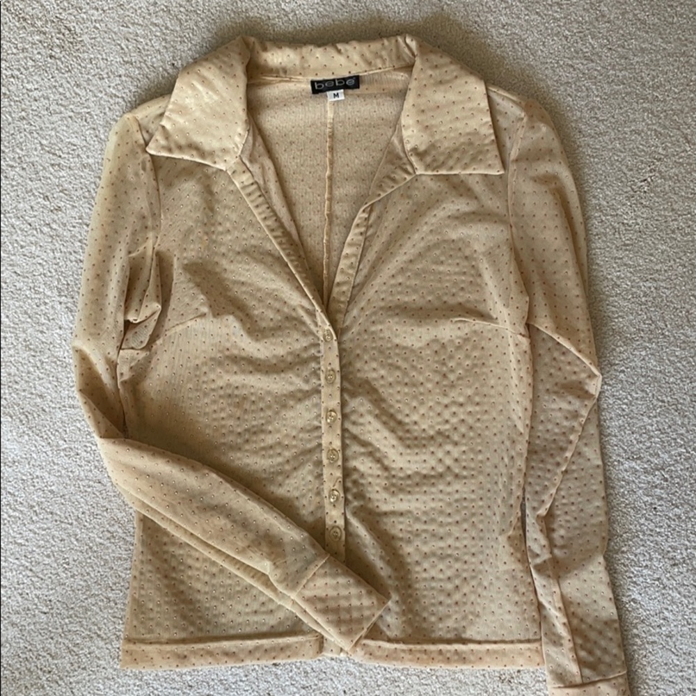 Gold sheer Bebe top medium
